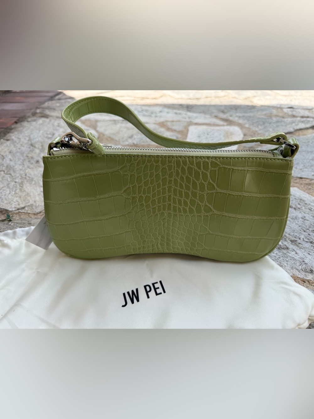 New with Tags JW PEI Olive Croc-Embossed Mini Shoulder Bag